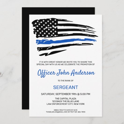 警察のプロモーションオフィサーシンブルーラインパーティーインヴィ 招待状 (正面/裏面)