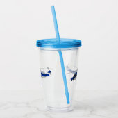 警察のヘリコプター漫画イラストレーション アクリルタンブラー (左)