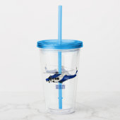 警察のヘリコプター漫画イラストレーション アクリルタンブラー (正面)