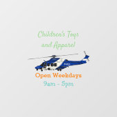 警察のヘリコプター漫画イラストレーション ウィンドウサイン (シート)