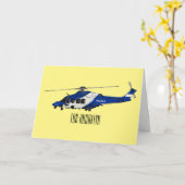 警察のヘリコプター漫画イラストレーション カード (黄色い花)