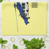 警察のヘリコプター漫画イラストレーション キッチンタオル (折り畳み)