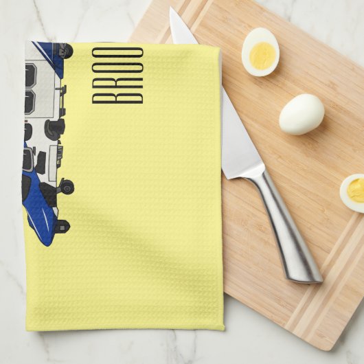 警察のヘリコプター漫画イラストレーション キッチンタオル (四つ折り)