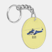 警察のヘリコプター漫画イラストレーション キーホルダー (正面左)
