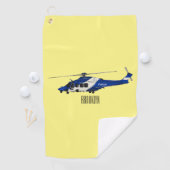 警察のヘリコプター漫画イラストレーション ゴルフタオル (インサイチュ)