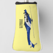 警察のヘリコプター漫画イラストレーション ゴルフヘッドカバー (回転90)