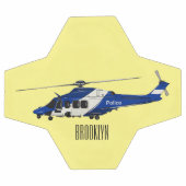 警察のヘリコプター漫画イラストレーション サッカーボール (フラット)