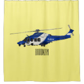 警察のヘリコプター漫画イラストレーション シャワーカーテン (正面)