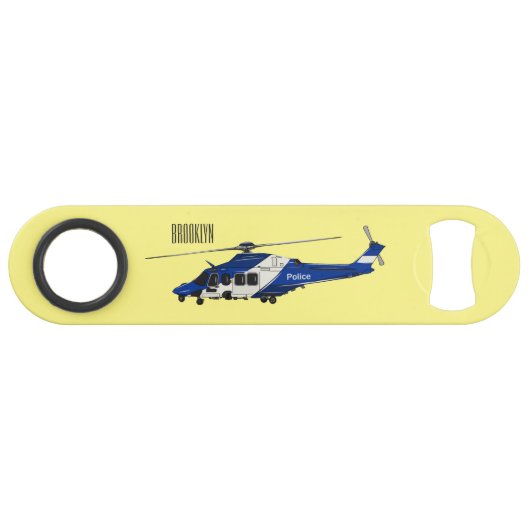 警察のヘリコプター漫画イラストレーション スピード栓抜き (正面(横))