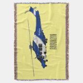 警察のヘリコプター漫画イラストレーション スローブランケット (正面縦)