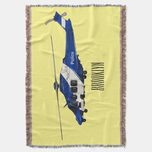 警察のヘリコプター漫画イラストレーション スローブランケット (正面縦)