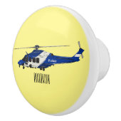 警察のヘリコプター漫画イラストレーション セラミックノブ (右)