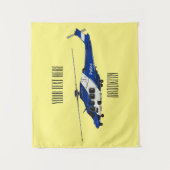 警察のヘリコプター漫画イラストレーション タペストリー (正面)