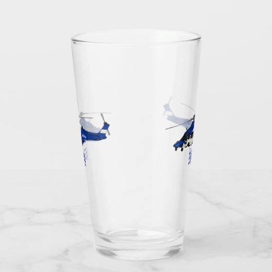 警察のヘリコプター漫画イラストレーション タンブラーグラス (右)