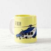 警察のヘリコプター漫画イラストレーション ツートーンマグカップ (正面左)
