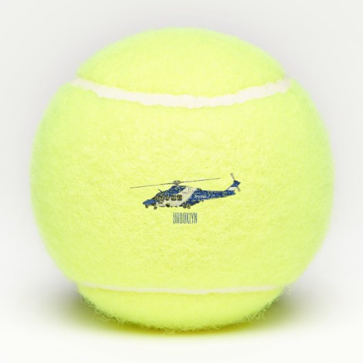 警察のヘリコプター漫画イラストレーション テニスボール (裏面)