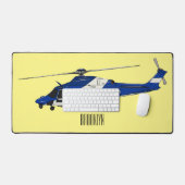 警察のヘリコプター漫画イラストレーション デスクマット (キーボード&マウス)