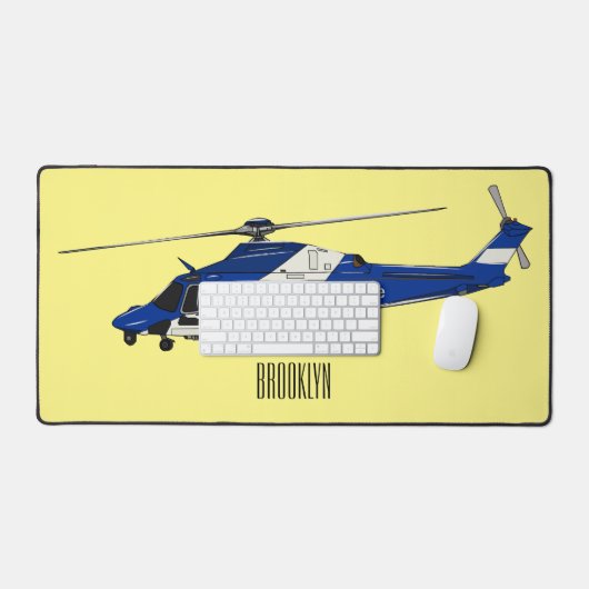 警察のヘリコプター漫画イラストレーション デスクマット (キーボード&マウス)