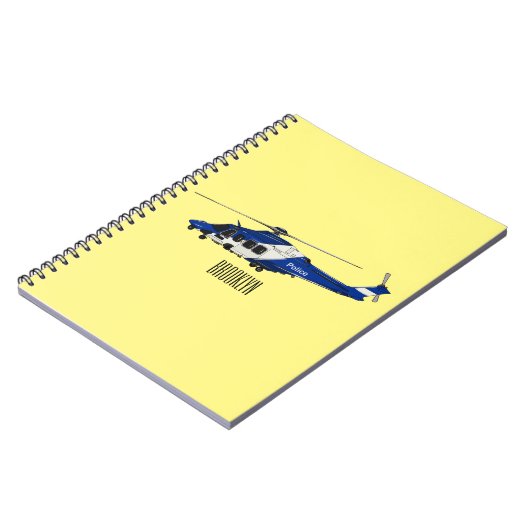 警察のヘリコプター漫画イラストレーション ノートブック (左側)