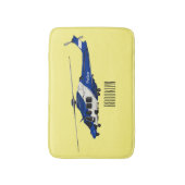 警察のヘリコプター漫画イラストレーション バスマット (正面縦)