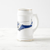 警察のヘリコプター漫画イラストレーション ビールジョッキ (正面右)