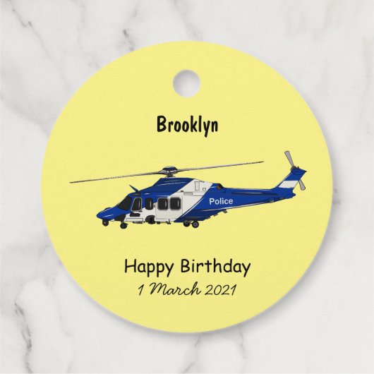 警察のヘリコプター漫画イラストレーション フェイバータグ (裏面)