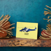 警察のヘリコプター漫画イラストレーション フォトプラーク (側面)