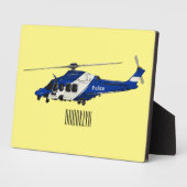 警察のヘリコプター漫画イラストレーション フォトプラーク (側面)