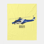 警察のヘリコプター漫画イラストレーション フリースブランケット (正面)