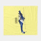 警察のヘリコプター漫画イラストレーション フリースブランケット (正面(横))