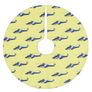 警察のヘリコプター漫画イラストレーション ブラッシュドポリエステルツリースカート