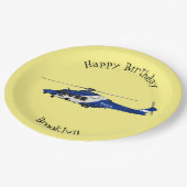 警察のヘリコプター漫画イラストレーション ペーパープレート (アングル)