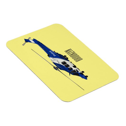 警察のヘリコプター漫画イラストレーション マグネット (右側)