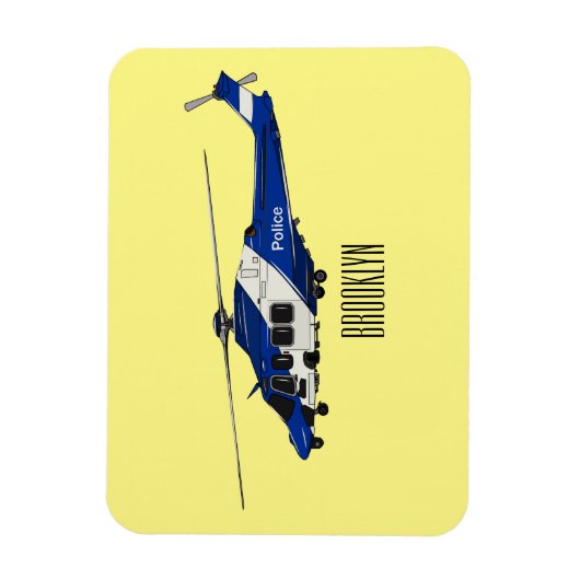 警察のヘリコプター漫画イラストレーション マグネット (縦)