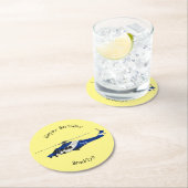 警察のヘリコプター漫画イラストレーション ラウンドペーパーコースター (インサイチュ)