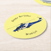 警察のヘリコプター漫画イラストレーション ラウンドペーパーコースター (アングル)