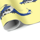 警察のヘリコプター漫画イラストレーション ラッピングペーパー (ロールコーナー)