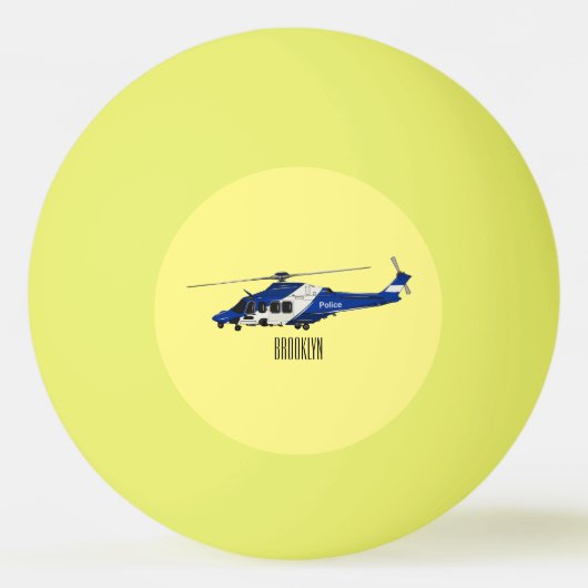 警察のヘリコプター漫画イラストレーション 卓球ボール (正面)