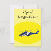 警察のヘリコプター漫画イラストレーション 招待状 (裏面)