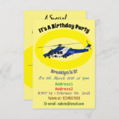 警察のヘリコプター漫画イラストレーション 招待状 (正面/裏面)