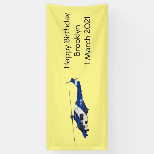 警察のヘリコプター漫画イラストレーション 横断幕 (縦)