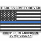警察のメモリアルヒーローは永遠に薄いブルーラインに住む シール (正面)