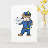 警察のユニフォームを着た犬 カード (黄色い花)