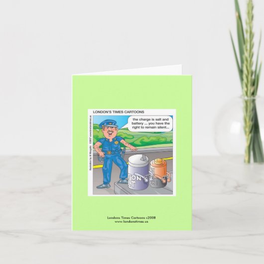 警察のユーモア暴行とバッテリーノート カード (正面)