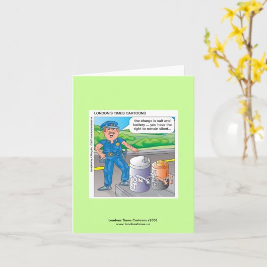 警察のユーモア暴行とバッテリーノート カード (黄色い花)