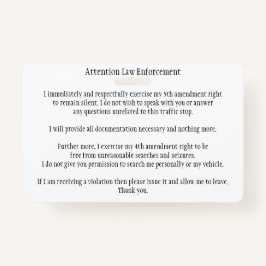警察の交通ストップは、あなたの権利カードを知っている バッジ