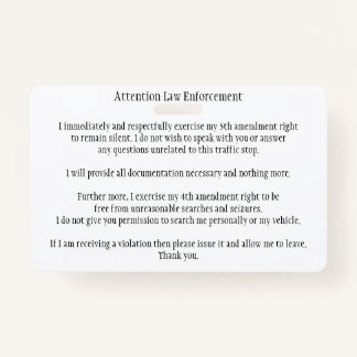 警察の交通ストップは、あなたの権利カードを知っている バッジ