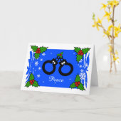 警察の休日の手錠クリスマスカード カード (黄色い花)