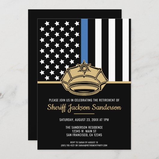 警察の保安官法執行引退 招待状 (正面/裏面)