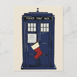 警察の公衆電話ボックスのクリスマス シーズンポストカード